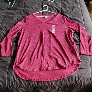 Faded Glory long sleeve knit sweater NWT magenta 2X 18w 20w sheer summer women